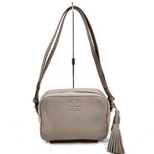 Tory Burch Grey Pebbled Leather Thea Camera Crossbody Bag
